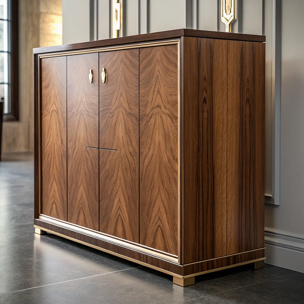 A stylish wooden cabinet with modern design